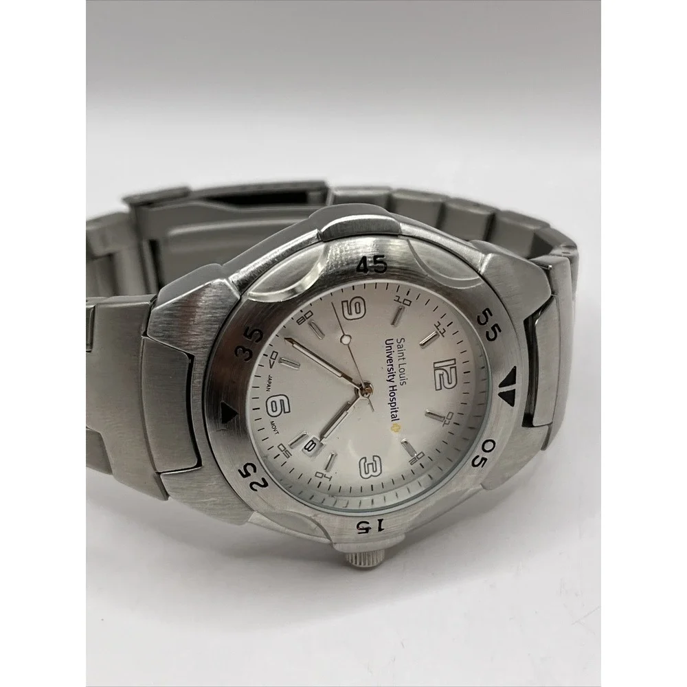 Saint Louis University Hospital Men's Quartz‎ Watch Silver Tone- New Battery